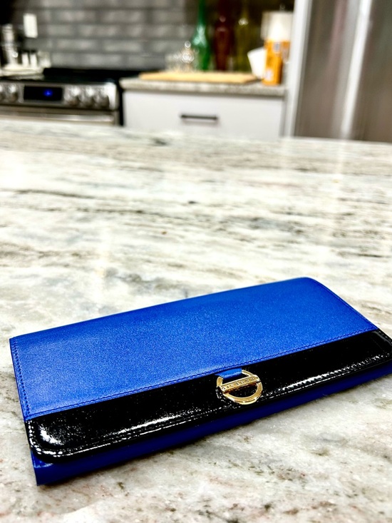 Givenchy Handbags - NWOT Givenchy Authentic Blue and Black Leather Long Continental Wallet
